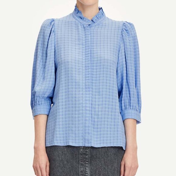 Samsoe Samsoe Light Blue "Camisa Mesji" Top - Picture 1 of 9